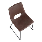 Robbi Contemporary Dining Chair in Black Steel and Brown Faux Leather by LumiSource - Set of 2