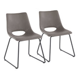 Robbi Contemporary Dining Chair in Black Steel and Grey Faux Leather by LumiSource - Set of 2