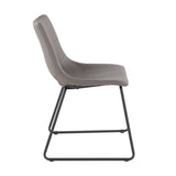 Robbi Contemporary Dining Chair in Black Steel and Grey Faux Leather by LumiSource - Set of 2