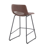 Robbi Contemporary Counter Stool in Black Steel and Brown Faux Leather by LumiSource - Set of 2