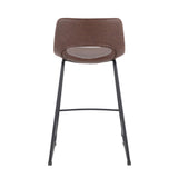 Robbi Contemporary Counter Stool in Black Steel and Brown Faux Leather by LumiSource - Set of 2