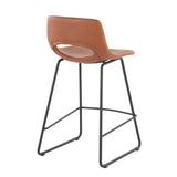 Robbi Contemporary Counter Stool in Black Steel and Camel Faux Leather by LumiSource - Set of 2