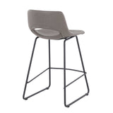 Robbi Contemporary Counter Stool in Black Steel and Grey Faux Leather by LumiSource - Set of 2