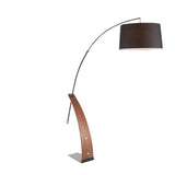 Robyn Mid-Century Modern Floor Lamp in Walnut Wood and Black Linen Shade by LumiSource