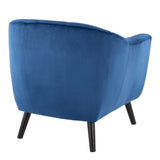 Rockwell Contemporary Accent Chair with Black Wooden Legs and Blue Velvet by LumiSource