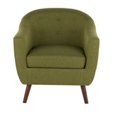 Rockwell Mid-Century Modern Accent Chair in Brown Wood and Green Fabric by LumiSource