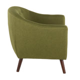 Rockwell Mid-Century Modern Accent Chair in Brown Wood and Green Fabric by LumiSource