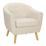 Rockwell Mid-Century Modern Accent Chair in Cream Fabric and Natural Wood by LumiSource