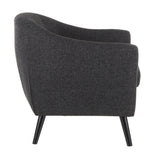 Rockwell Mid-Century Modern Accent Chair in Black Wood and Black Noise Fabric by LumiSource