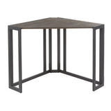 Roman Industrial Corner Desk in Black Metal and Espresso Bamboo by LumiSource