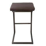 Roman Industrial Counter Stool in Antique and Espresso Faux Leather by LumiSource - Set of 2
