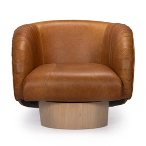 Union Home Rotunda Chair Caramel, Natural Oil Finish FSC Certified Oak Wood & Upholstery