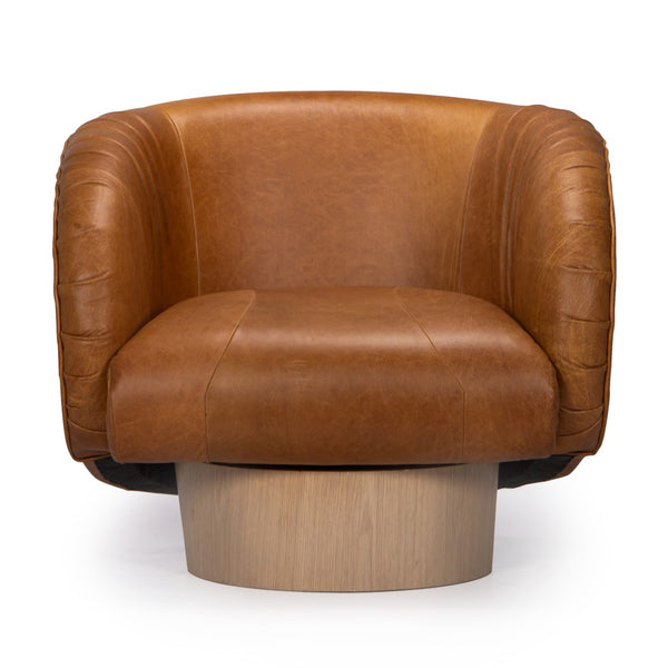 Union Home Rotunda Chair Caramel, Natural Oil Finish FSC Certified Oak Wood & Upholstery