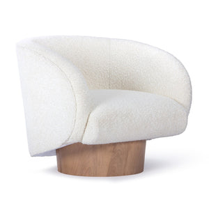 Union Home Rotunda Chair - White Boucle Natural Oil Finish FSC Certified Oak Wood & Upholstery