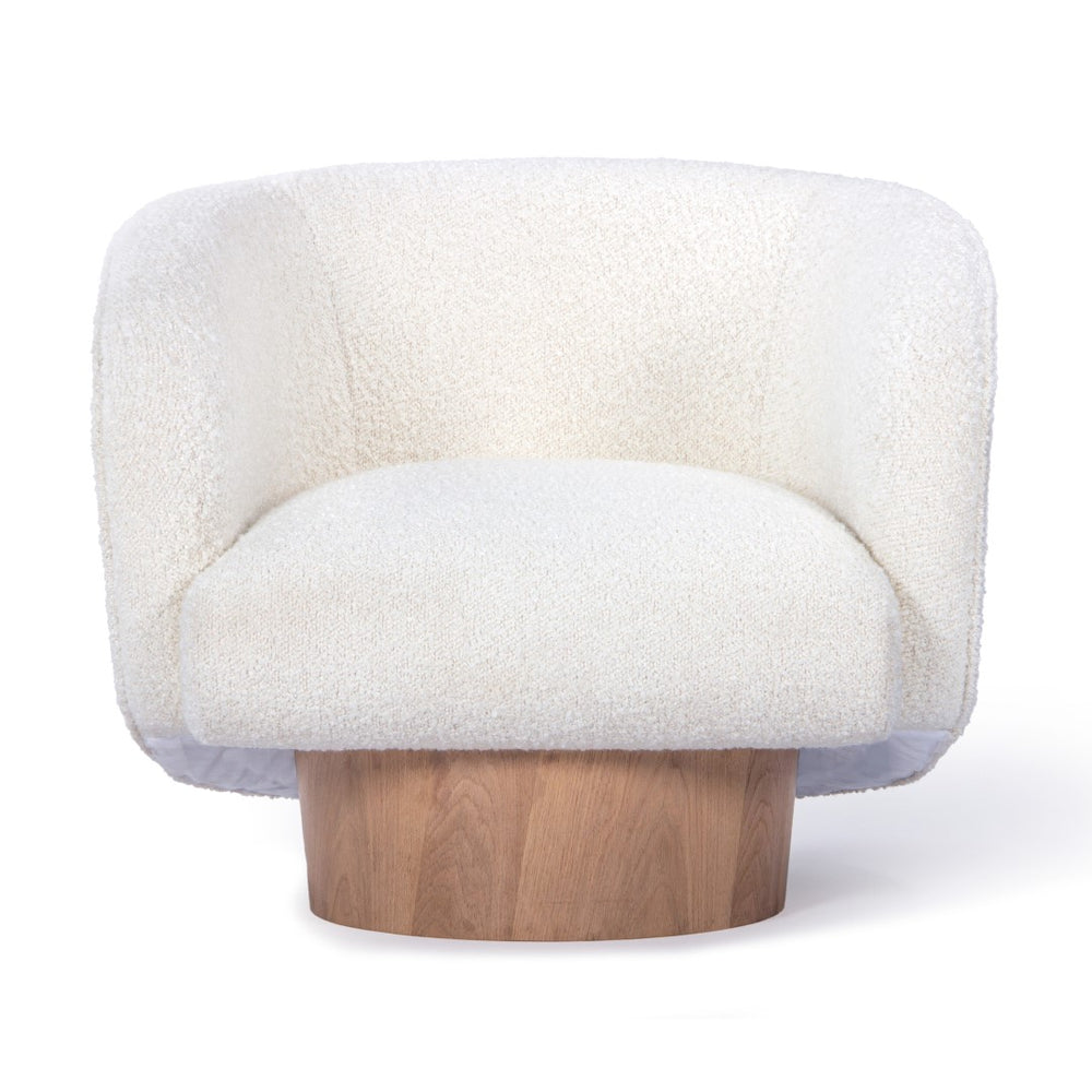 Union Home Rotunda Chair - White Boucle Natural Oil Finish FSC Certified Oak Wood & Upholstery