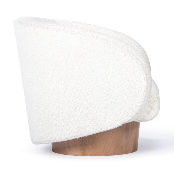 Union Home Rotunda Chair - White Boucle Natural Oil Finish FSC Certified Oak Wood & Upholstery
