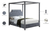 Rowan Velvet / Engineered Wood / Metal / Foam Contemporary Grey Velvet King Bed (3 Boxes) - 80.5" W x 86" D x 78" H
