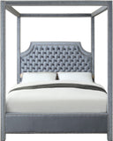 Rowan Velvet / Engineered Wood / Metal / Foam Contemporary Grey Velvet Queen Bed (3 Boxes) - 65" W x 86" D x 78" H