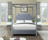 Rowan Velvet / Engineered Wood / Metal / Foam Contemporary Grey Velvet Queen Bed (3 Boxes) - 65" W x 86" D x 78" H