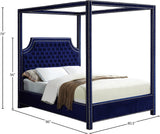 Rowan Velvet / Engineered Wood / Metal / Foam Contemporary Navy Velvet King Bed (3 Boxes) - 80.5" W x 86" D x 78" H