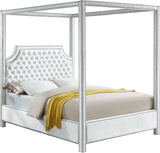 Rowan Velvet / Engineered Wood / Metal / Foam Contemporary White Velvet King Bed (3 Boxes) - 80.5" W x 86" D x 78" H