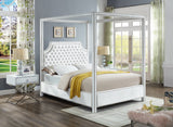 Rowan Velvet / Engineered Wood / Metal / Foam Contemporary White Velvet Queen Bed (3 Boxes) - 65" W x 86" D x 78" H