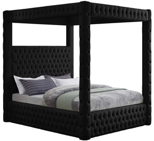 Royal Velvet / Engineered Wood / Metal / Foam Contemporary Black Velvet King Bed (4 Boxes) - 86.5" W x 89" D x 87.5" H