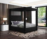 Royal Velvet / Engineered Wood / Metal / Foam Contemporary Black Velvet King Bed (4 Boxes) - 86.5" W x 89" D x 87.5" H