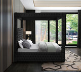 Royal Velvet / Engineered Wood / Metal / Foam Contemporary Black Velvet King Bed (4 Boxes) - 86.5" W x 89" D x 87.5" H