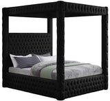 Royal Velvet / Engineered Wood / Metal / Foam Contemporary Black Velvet Queen Bed (4 Boxes) - 70.5" W x 89" D x 87.5" H