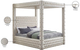 Royal Velvet / Engineered Wood / Metal / Foam Contemporary Cream Velvet King Bed (4 Boxes) - 86.5" W x 89" D x 87.5" H