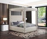 Royal Velvet / Engineered Wood / Metal / Foam Contemporary Cream Velvet King Bed (4 Boxes) - 86.5" W x 89" D x 87.5" H