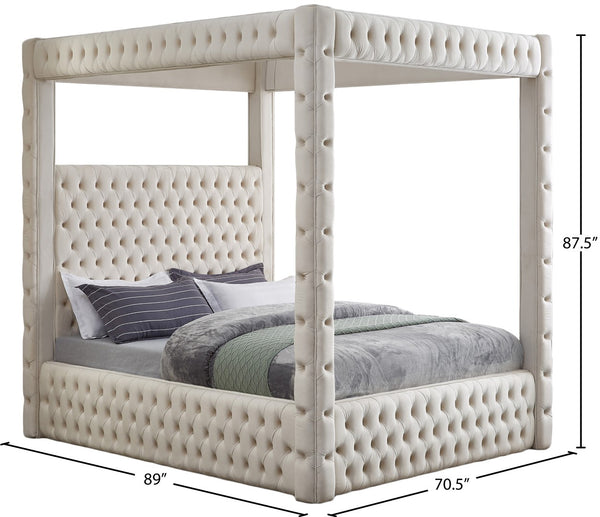 Royal Velvet / Engineered Wood / Metal / Foam Contemporary Cream Velvet Queen Bed (4 Boxes) - 70.5" W x 89" D x 87.5" H
