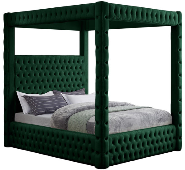 Royal Velvet / Engineered Wood / Metal / Foam Contemporary Green Velvet Queen Bed (4 Boxes) - 70.5" W x 89" D x 87.5" H