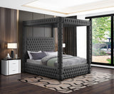 Royal Velvet / Engineered Wood / Metal / Foam Contemporary Grey Velvet King Bed (4 Boxes) - 86.5" W x 89" D x 87.5" H