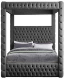 Royal Velvet / Engineered Wood / Metal / Foam Contemporary Grey Velvet King Bed (4 Boxes) - 86.5" W x 89" D x 87.5" H