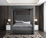 Royal Velvet / Engineered Wood / Metal / Foam Contemporary Grey Velvet King Bed (4 Boxes) - 86.5" W x 89" D x 87.5" H