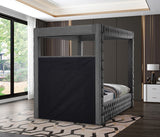 Royal Velvet / Engineered Wood / Metal / Foam Contemporary Grey Velvet King Bed (4 Boxes) - 86.5" W x 89" D x 87.5" H