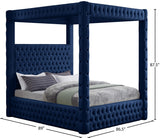 Royal Velvet / Engineered Wood / Metal / Foam Contemporary Navy Velvet King Bed (4 Boxes) - 86.5" W x 89" D x 87.5" H