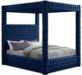 Royal Velvet / Engineered Wood / Metal / Foam Contemporary Navy Velvet King Bed (4 Boxes) - 86.5" W x 89" D x 87.5" H