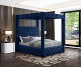 Royal Velvet / Engineered Wood / Metal / Foam Contemporary Navy Velvet King Bed (4 Boxes) - 86.5" W x 89" D x 87.5" H