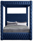 Royal Velvet / Engineered Wood / Metal / Foam Contemporary Navy Velvet King Bed (4 Boxes) - 86.5" W x 89" D x 87.5" H