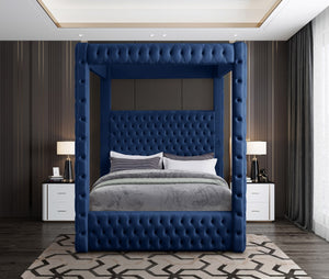 Royal Velvet / Engineered Wood / Metal / Foam Contemporary Navy Velvet King Bed (4 Boxes) - 86.5" W x 89" D x 87.5" H