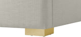 Royce Linen Textured Fabric: 22% Linen, 33% Cotton, 35% Polyester / Metal / Engineered Wood / Foam Mid Century Modern Beige Linen Textured Fabric Full Bed (3 Boxes) - 62 W x 84.3" D x 54.5" H