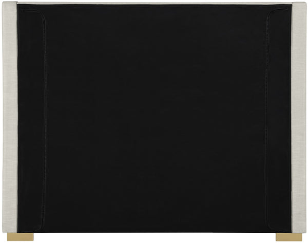 Royce Linen Textured Fabric: 22% Linen, 33% Cotton, 35% Polyester / Metal / Engineered Wood / Foam Mid Century Modern Beige Linen Textured Fabric King Bed (3 Boxes) - 83.5" W x 89.8" D x 54.5" H