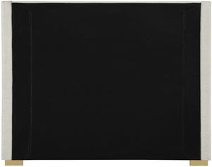 Royce Linen Textured Fabric: 22% Linen, 33% Cotton, 35% Polyester / Metal / Engineered Wood / Foam Mid Century Modern Beige Linen Textured Fabric Queen Bed (3 Boxes) - 68" W x 89.8" D x 54.5" H