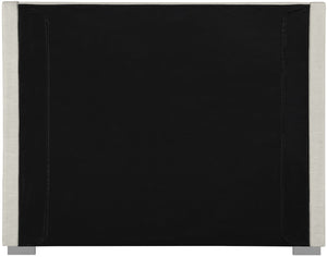 Royce Linen Textured Fabric: 22% Linen, 33% Cotton, 35% Polyester / Metal / Engineered Wood / Foam Mid Century Modern Beige Linen Textured Fabric Queen Bed (3 Boxes) - 68" W x 89.8" D x 54.5" H