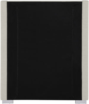 Royce Linen Textured Fabric: 22% Linen, 33% Cotton, 35% Polyester / Metal / Engineered Wood / Foam Mid Century Modern Beige Linen Textured Fabric Twin Bed (3 Boxes) - 46" W x 84.3" D x 54.5" H