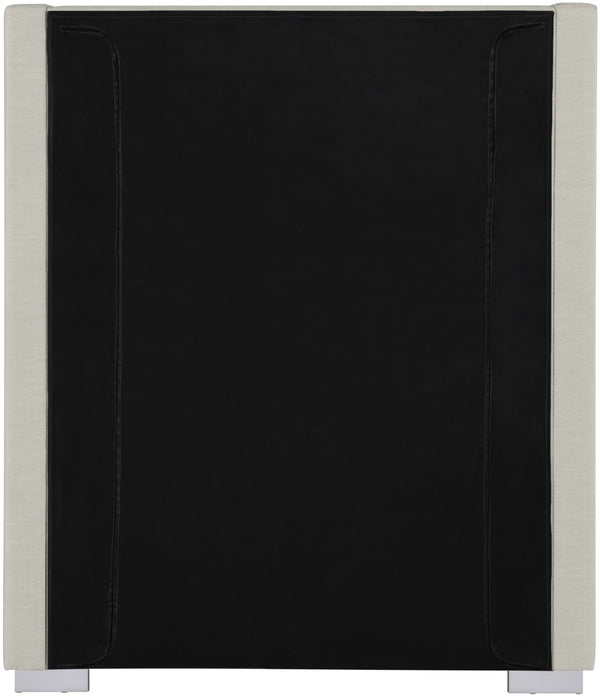 Royce Linen Textured Fabric: 22% Linen, 33% Cotton, 35% Polyester / Metal / Engineered Wood / Foam Mid Century Modern Beige Linen Textured Fabric Twin Bed (3 Boxes) - 46" W x 84.3" D x 54.5" H