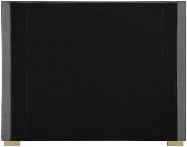 Royce Linen Textured Fabric: 22% Linen, 33% Cotton, 35% Polyester / Metal / Engineered Wood / Foam Mid Century Modern Grey Linen Textured Fabric Full Bed (3 Boxes) - 61.8" W x 84.3" D x 54.5" H